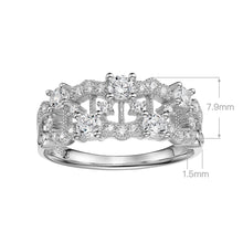 Regal Lace Pattern Zircon Ring | Silver Ring