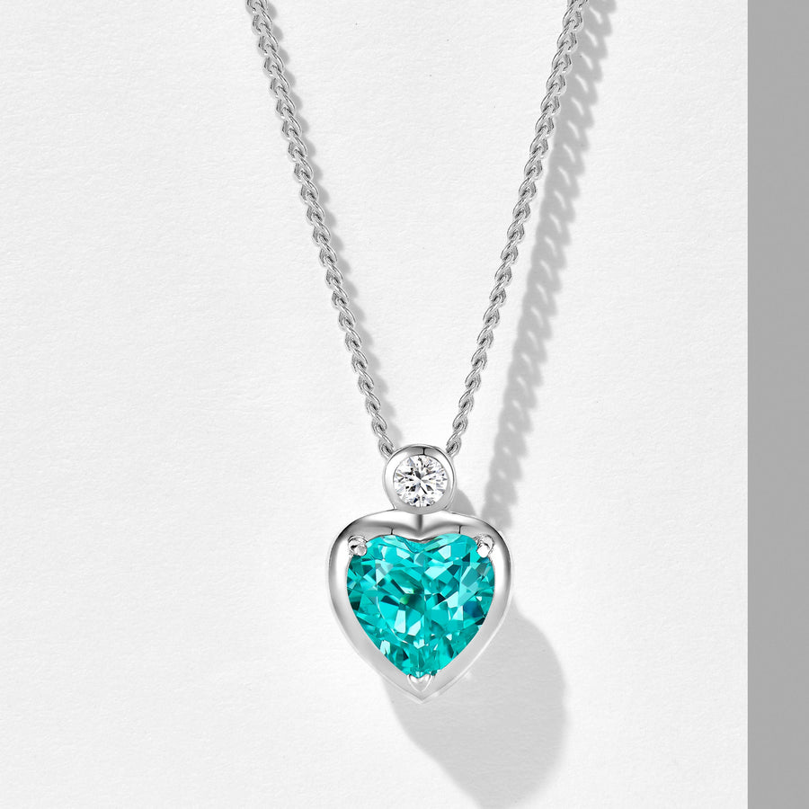 Paraiba Heart Necklace | Silver Necklace