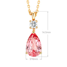 Lab-Grown Padparadscha Teardrop Necklace | Silver Necklace