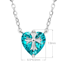 Paraiba Cross Heart Necklace | Silver Necklace