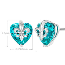 Paraiba Iris Flower Heart Earrings | Silver Earrings