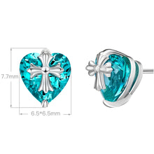 Paraiba Cross Heart Earrings | Silver Earrings