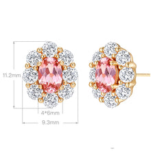 Lab-Grown Padparadscha Oval Stud Earrings | Silver Earrings