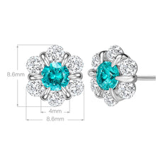 Light Blue Gemstone Flower Stud Earrings | Silver Earrings