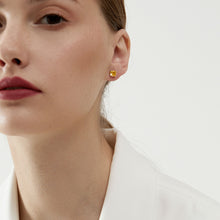 Cushion Cut Yellow Gemstone Studs | Silver Earrings