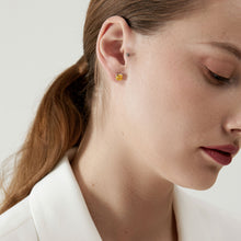 Cushion Cut Yellow Gemstone Studs | Silver Earrings