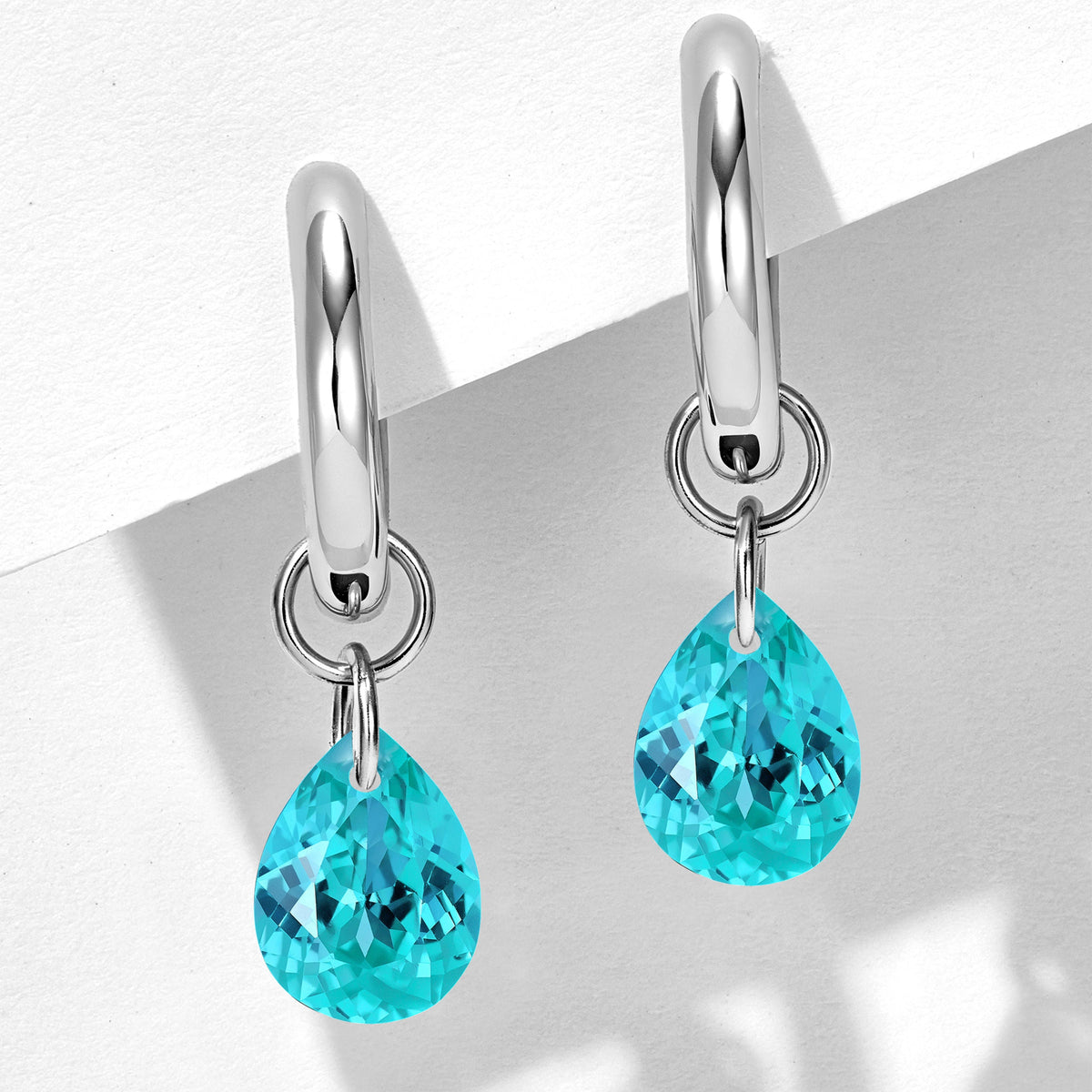 Paraiba Teardrop Earrings | Silver Earrings