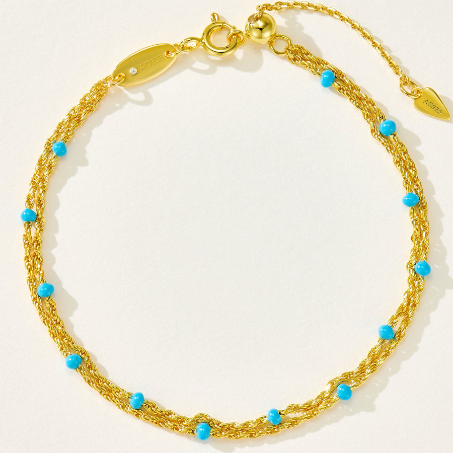Enamel Double-Layer Twisted Bracelet | Silver Bracelet