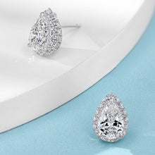 Pear-Cut Halo Stud Earrings | Silver Earrings