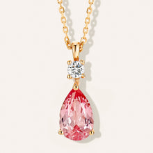 Lab-Grown Padparadscha Teardrop Necklace | Silver Necklace