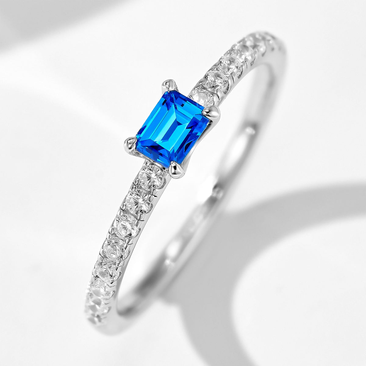 Blue Gemstone Band Ring | Silver Ring