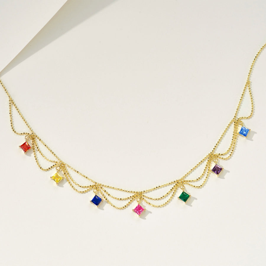 Rainbow Princess Necklace | Silver Necklace