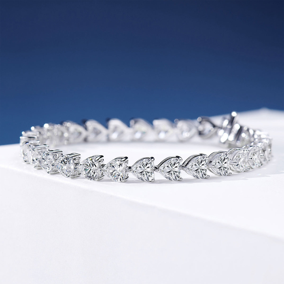 Romantic Heart-Cut Sterling Silver Bracelet