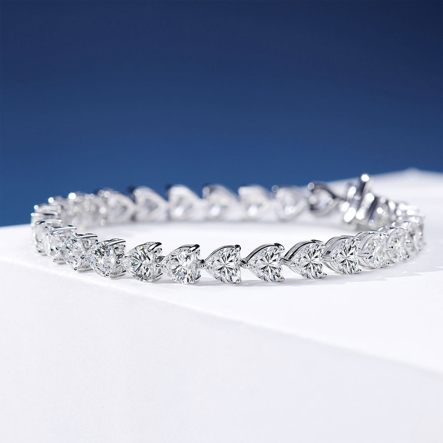 Romantic Heart-Cut Sterling Silver Bracelet
