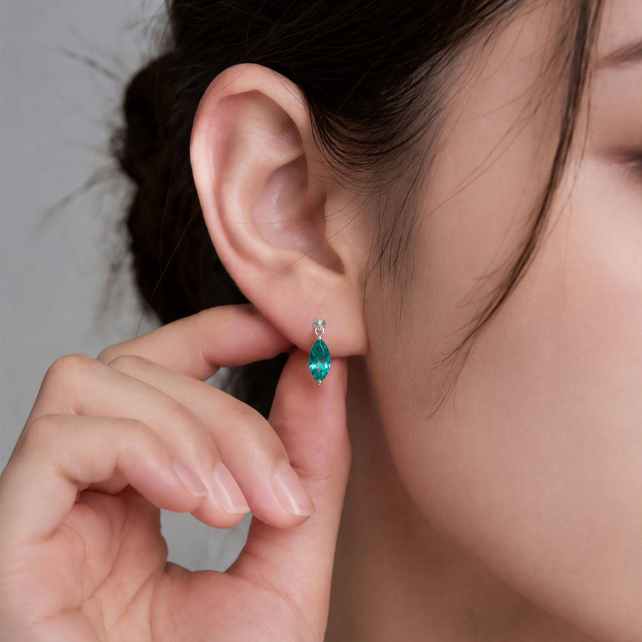 Paraiba Marquise Tassel Earrings | Silver Earrings