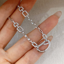 CZ Pave Box Clasp Chain Necklace | Sterling Silver