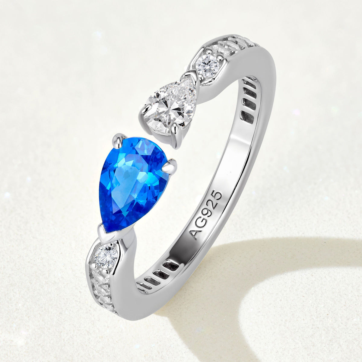 Double Teardrop Open Pinky Ring | Silver Ring