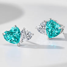 Paraiba Two-Tone Heart Earrings | Silver Earrings