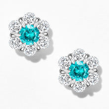 Light Blue Gemstone Flower Stud Earrings | Silver Earrings