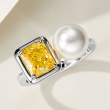 Yellow Gemstone Pearl Ring | Silver Ring