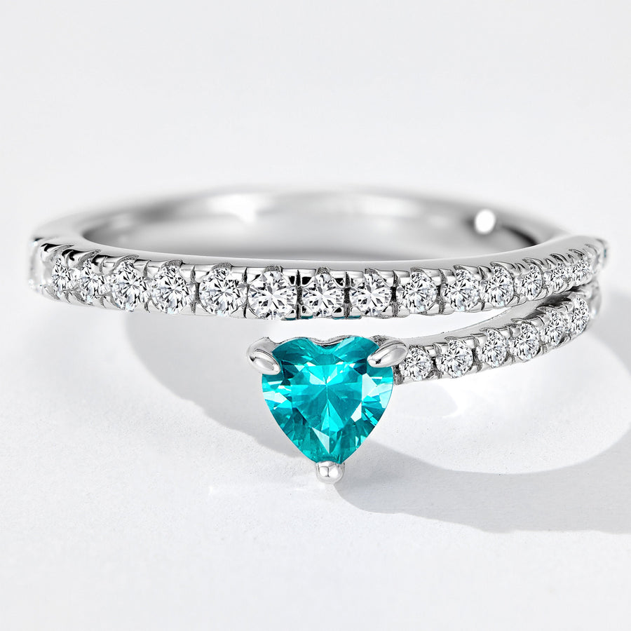 Heart Paraiba Open Pinky Ring | Silver Ring