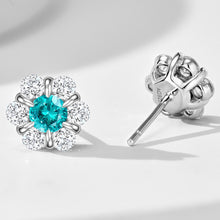 Light Blue Gemstone Flower Stud Earrings | Silver Earrings