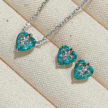Paraiba Iris Flower Heart Earrings | Silver Earrings