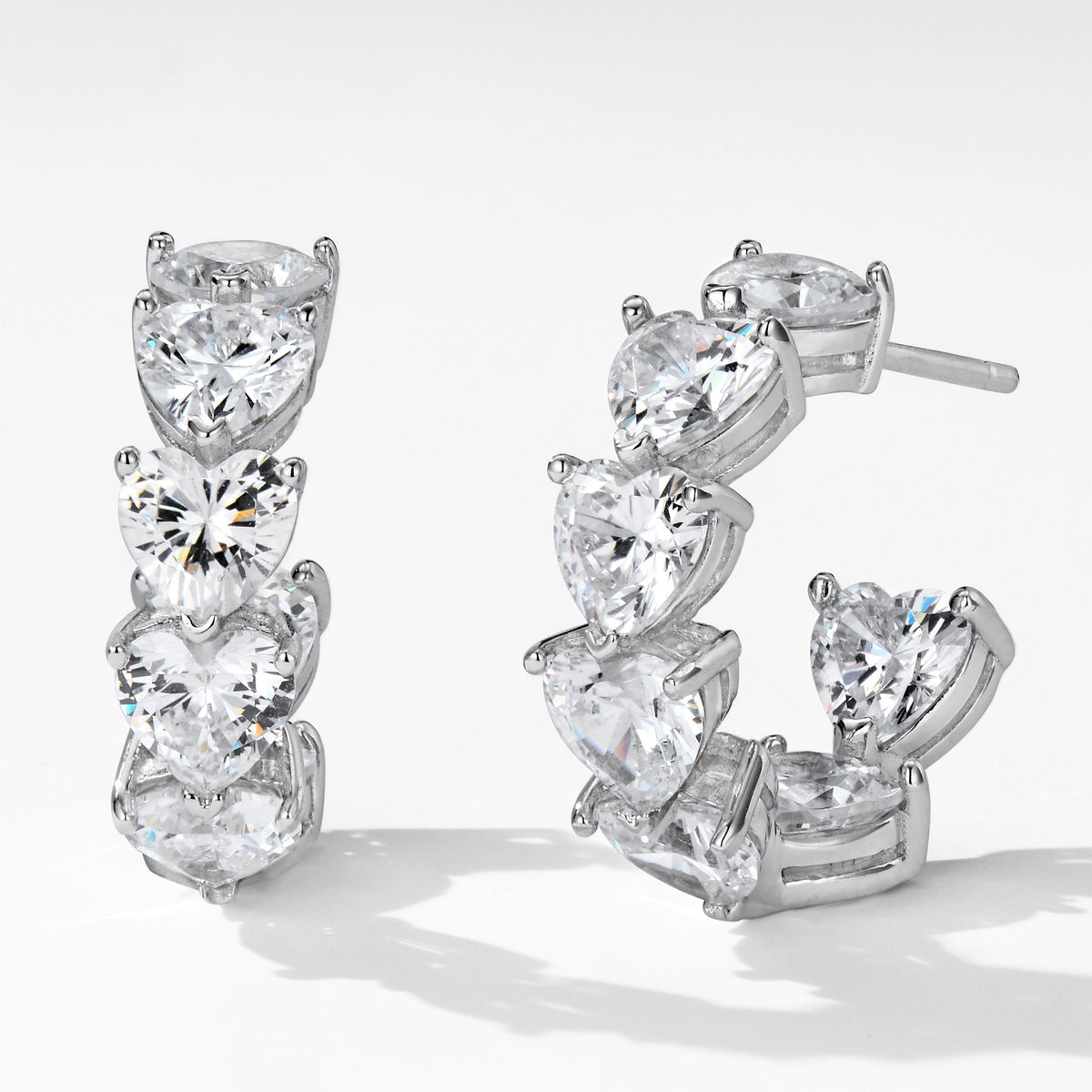 Heart Pavé Earrings | Silver Earrings