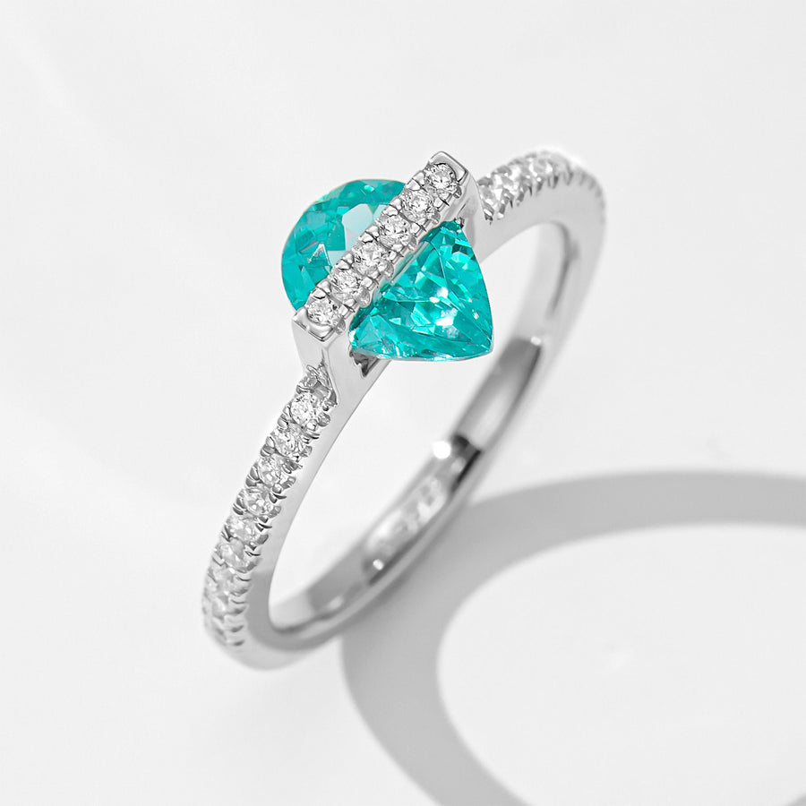 Blue Gemstone Pear-Shaped Ring | Silver Ring