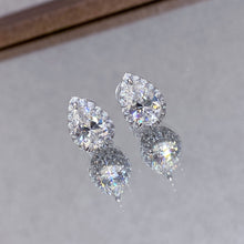 Pear-Cut Halo Stud Earrings | Silver Earrings