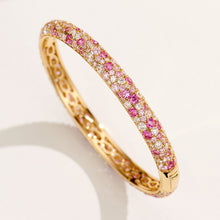 Gradient Pink Zircon Bangle | Silver Bracelet