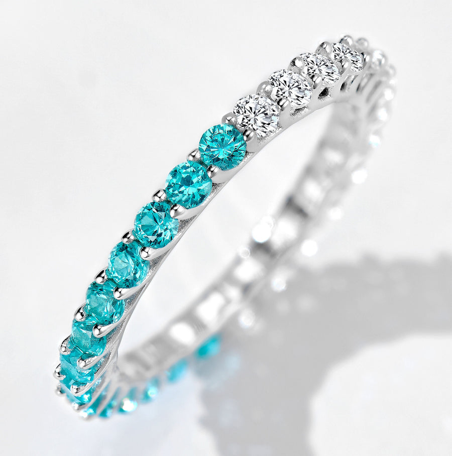 Paraiba Contrast Color Ring | Silver Ring