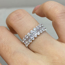Sparkling T-Cut Half-Hoop Ring | Silver Ring