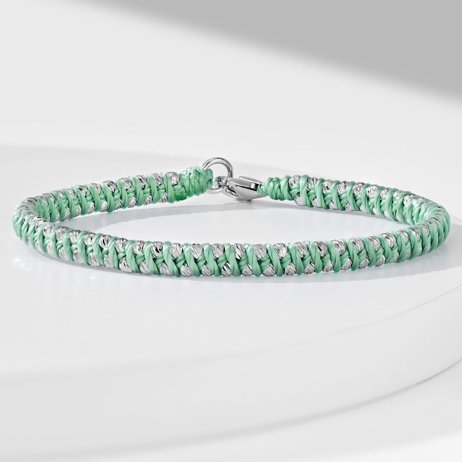 Chic Woven Mint Green Bracelet | Silver Bracelet