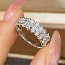 Sparkling T-Cut Half-Hoop Ring | Silver Ring