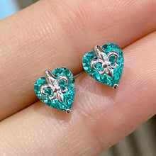 Paraiba Iris Flower Heart Earrings | Silver Earrings