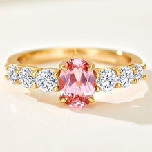 Lab-Grown Padparadscha Pink Gem Oval Band Ring | Silver Ring