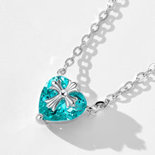 Paraiba Cross Heart Necklace | Silver Necklace
