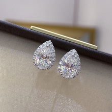 Pear-Cut Halo Stud Earrings | Silver Earrings