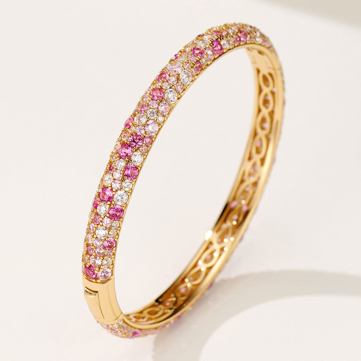 Gradient Pink Zircon Bangle | Silver Bracelet