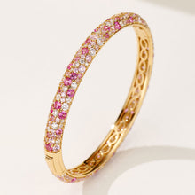 Gradient Pink Zircon Bangle | Silver Bracelet