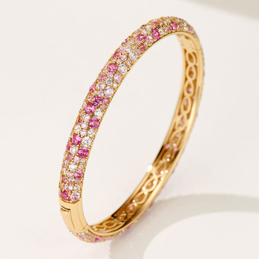 Gradient Pink Zircon Bangle | Silver Bracelet