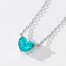 Blue Gemstone Heart Necklace | Silver Necklace