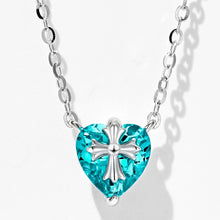 Paraiba Cross Heart Necklace | Silver Necklace