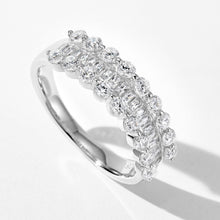 Sparkling T-Cut Half-Hoop Ring | Silver Ring