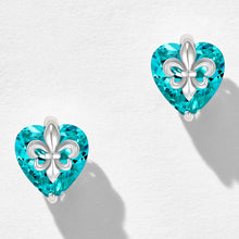 Paraiba Iris Flower Heart Earrings | Silver Earrings