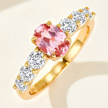 Lab-Grown Padparadscha Pink Gem Oval Band Ring | Silver Ring