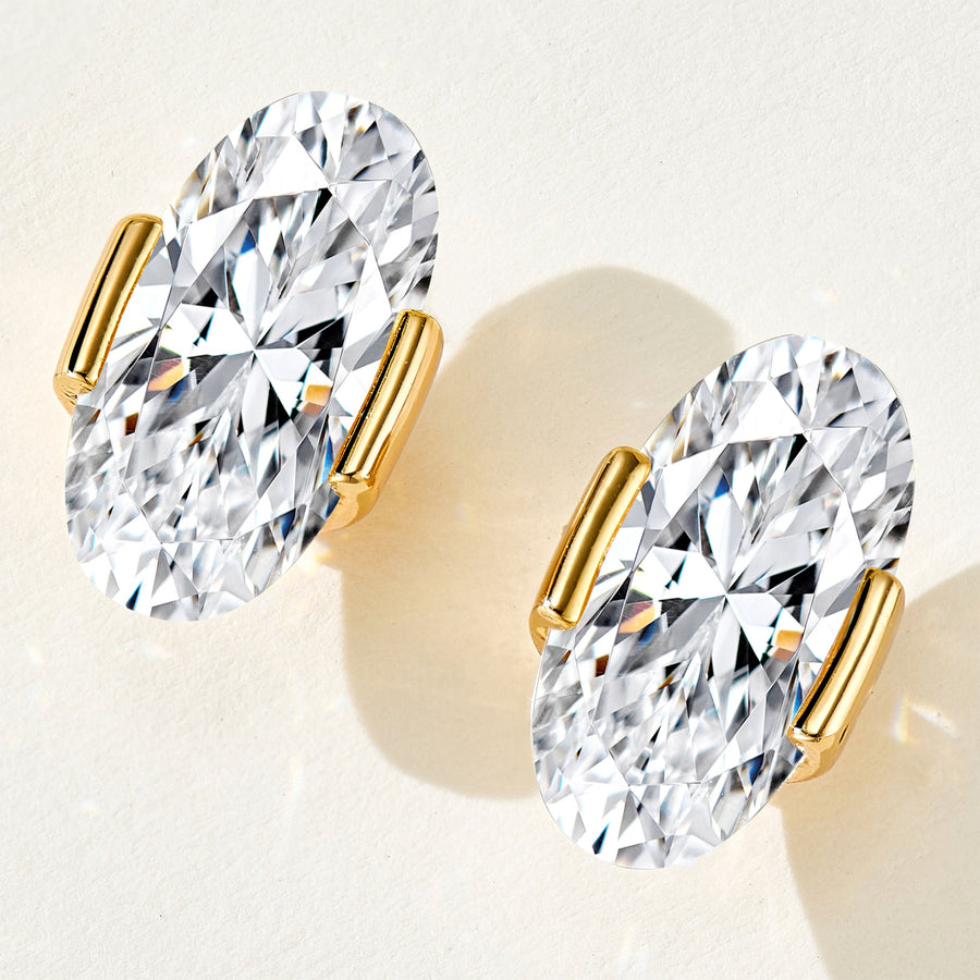 Simple Oval Cut Stud Earrings | Silver Earrings