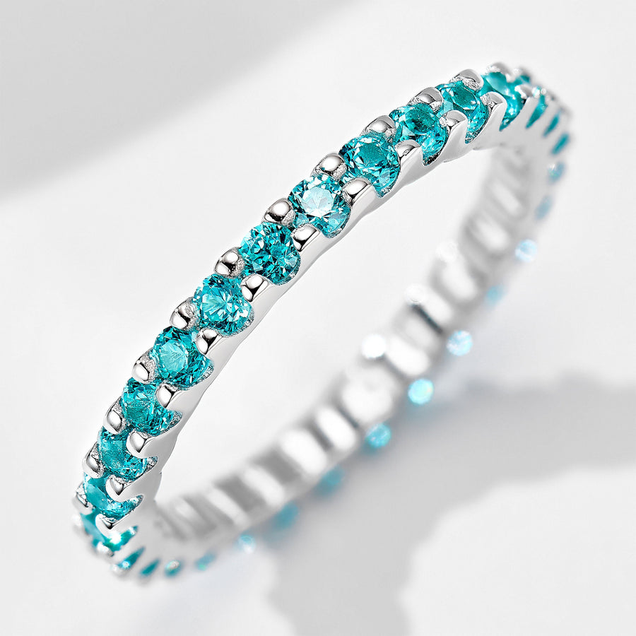 Full Circle Paraiba Band Ring | Silver Ring