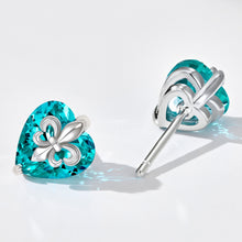 Paraiba Iris Flower Heart Earrings | Silver Earrings